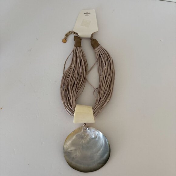 Multi-Strand Cord Large Shell Pendant Necklace t Adjustable Length - Picture 4 of 4